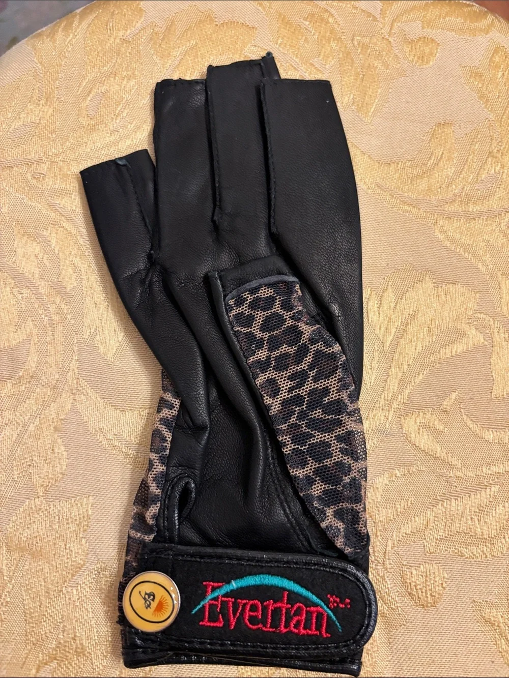 OneThree-Quarter Genuine Sheepskin Cabretta Leather Glove Brown Leopard Pattern